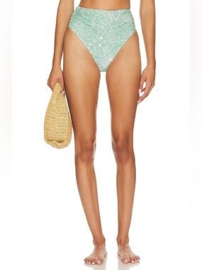 Tularosa Popi Sage Floral High-Waist Bikini Bottom
